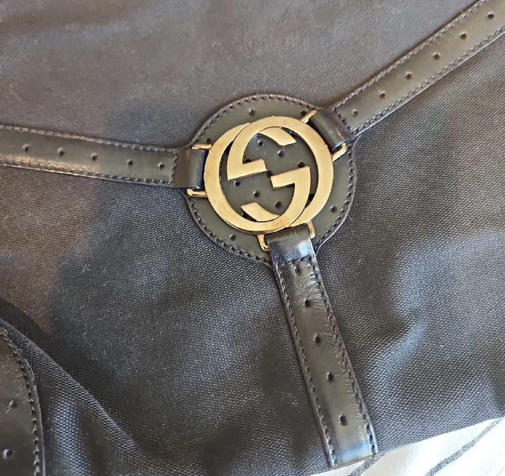 Gucci Black and Gold Canvas Bag
